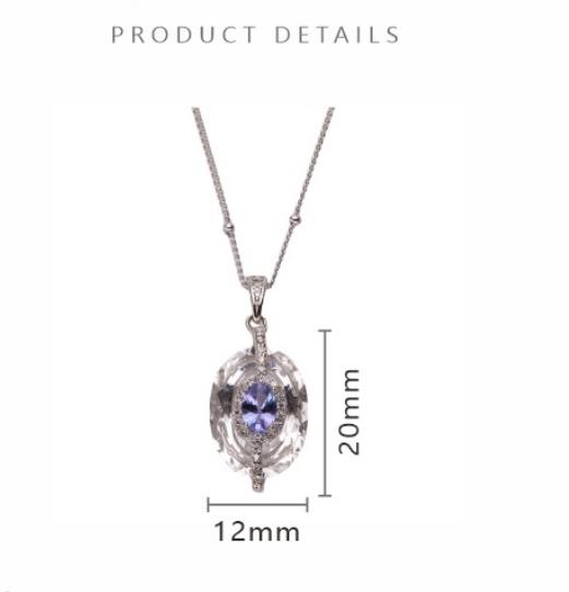 S925 Sterling Silver Natural Tanzanite White Crystal and Colorful Gemstone Necklace